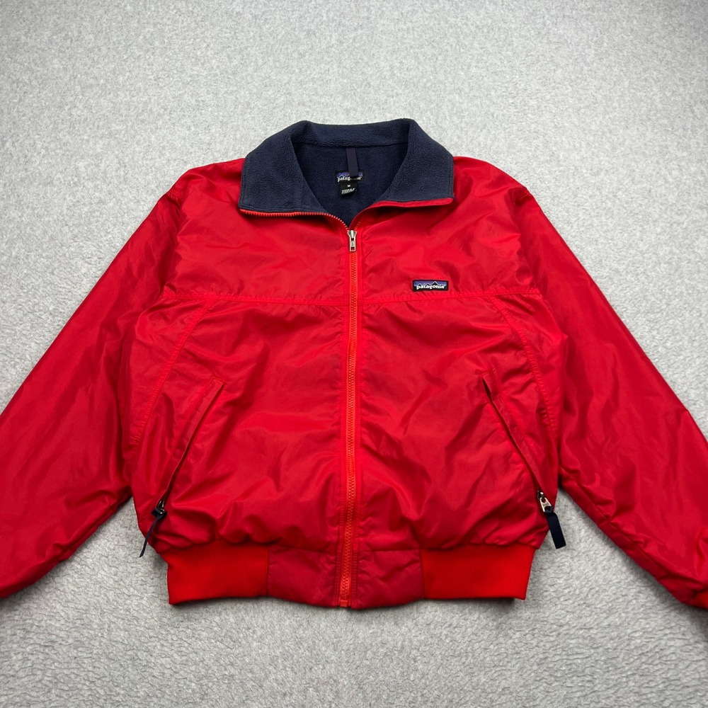 VTG Patagonia Shelled Synchilla Jacket Mens Medium Red Full Zip Bomber 42101
